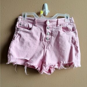 No Boundaries Light Pink Distressed Jean Shorts